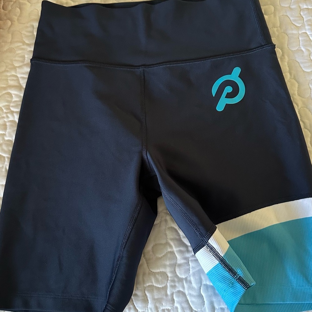 Peloton Women's Black Bike Shorts with Teal Highlights